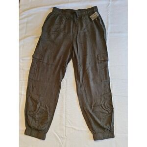 Cisono Rayon Cargo Jogger Pants Womens Large Green Utility Trousers